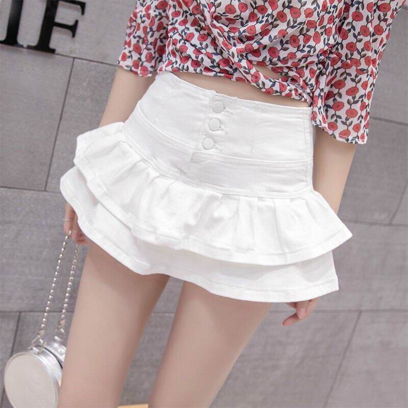 Chân váy kaki nút xoè 2 tầng