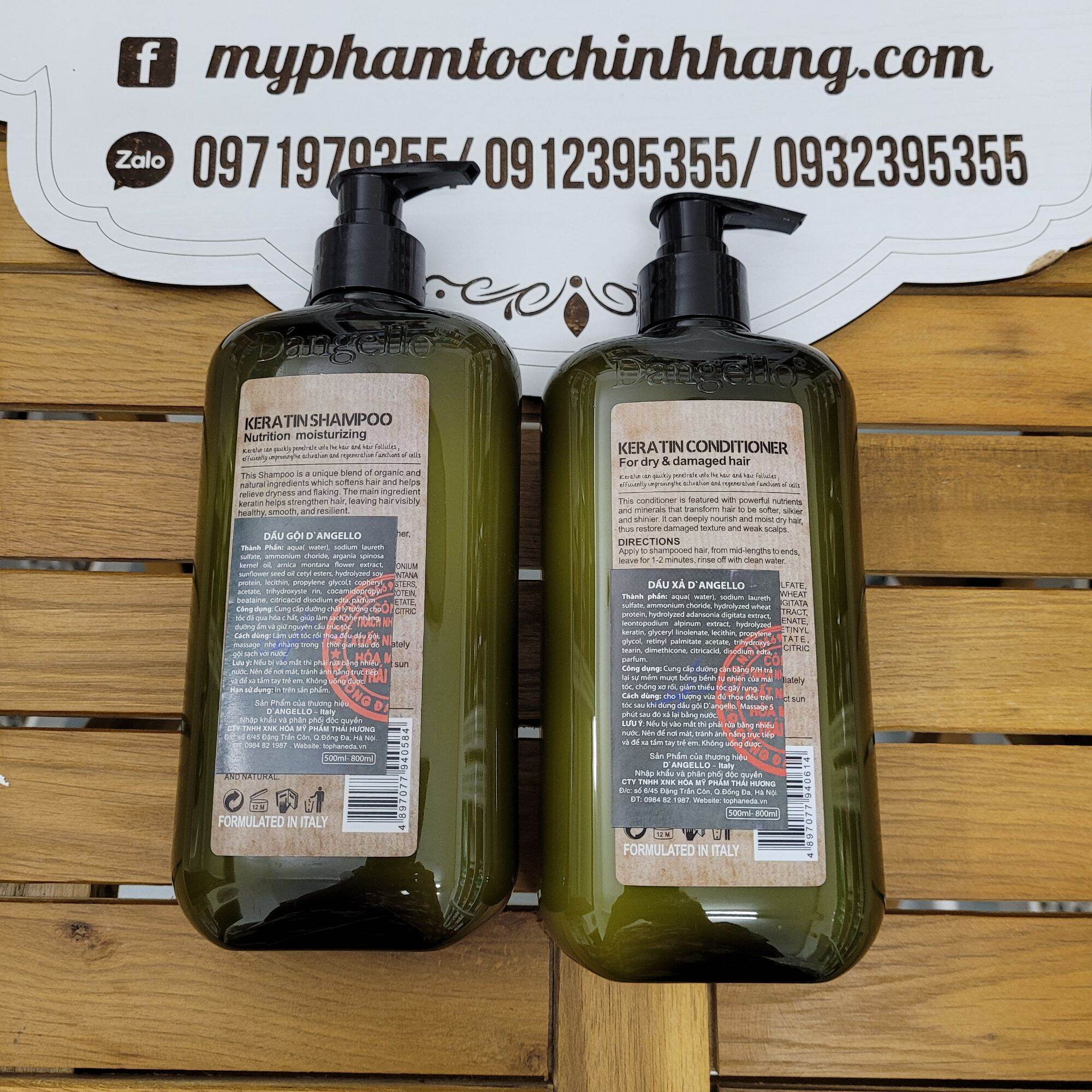 Dầu gội xả D'angello keratin 800ml