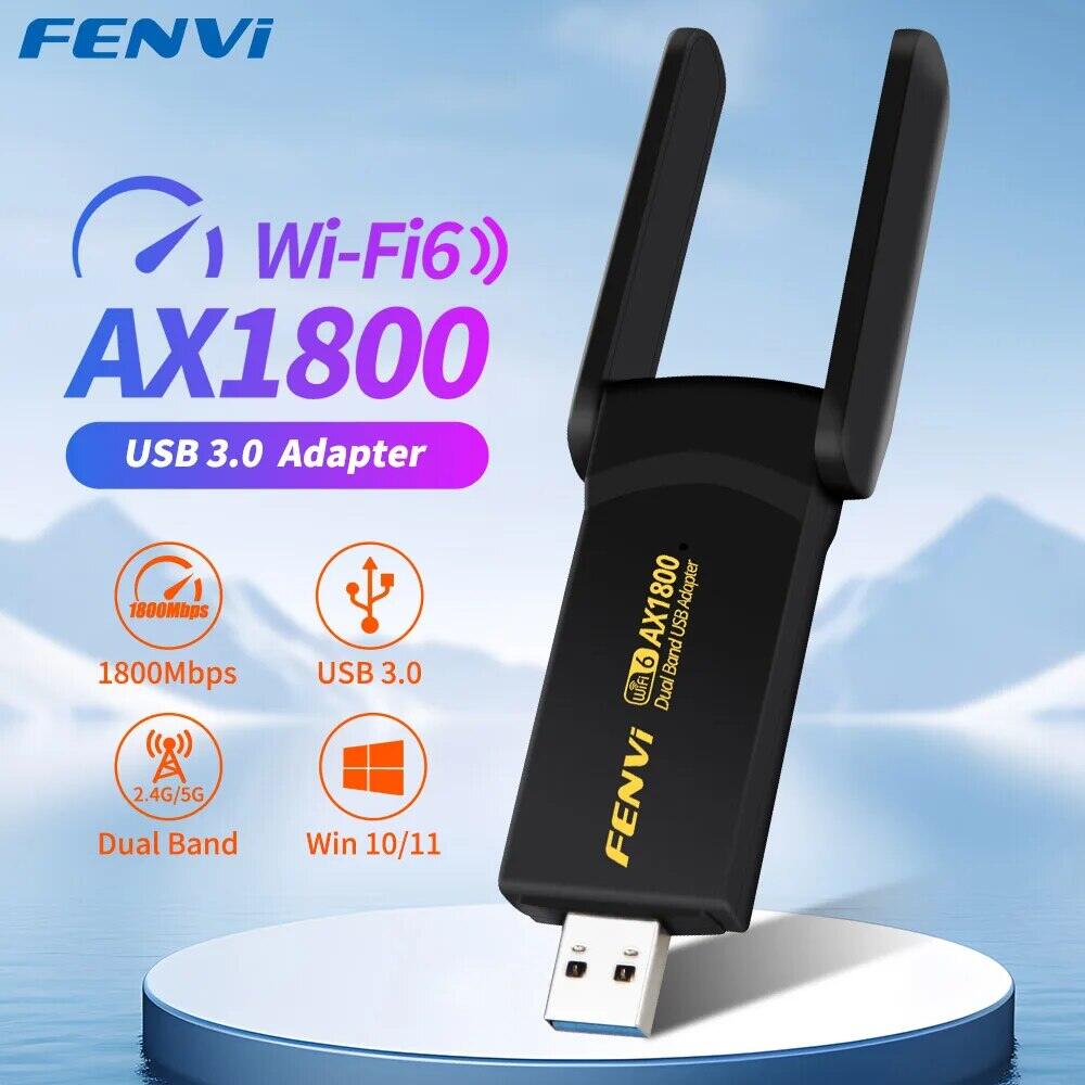 Fenvi 1800mbps wifi 6 bộ chuyển đổi usb băng tần kép 2.4g/5ghz bộ thu không dây usb 3.0 dongle card mạng dành cho laptop win 10/11