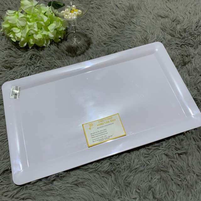 Dĩa chữ nhật, khay nhựa hình chữ nhật màu trắng fataco lớn khv18 - khv17 nhựa melamine dày dặn, cao cấp mta-mart2