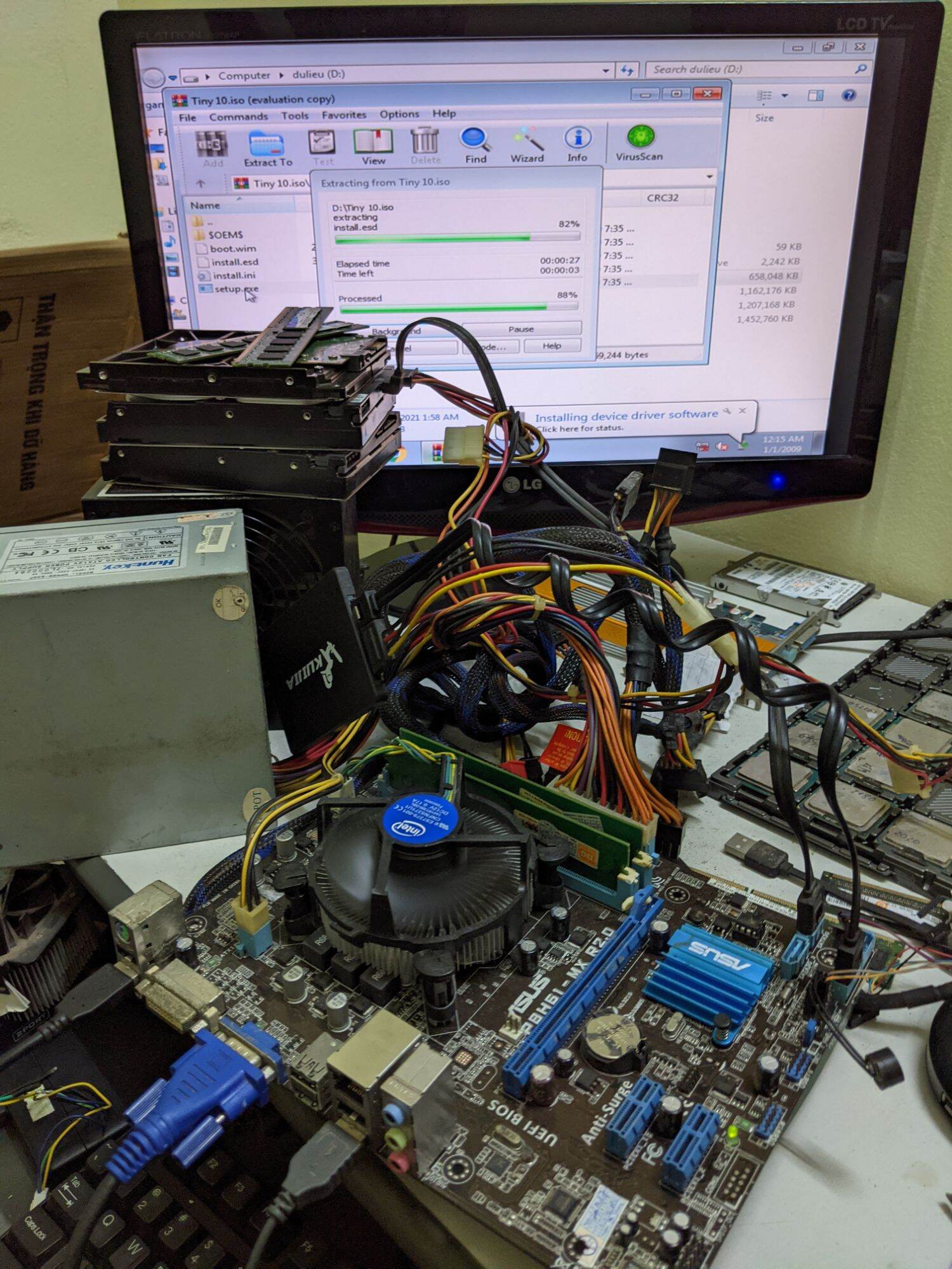 Combo main h61, chip,  ram , ổ cứng, nguồn cst( full 1bộ)