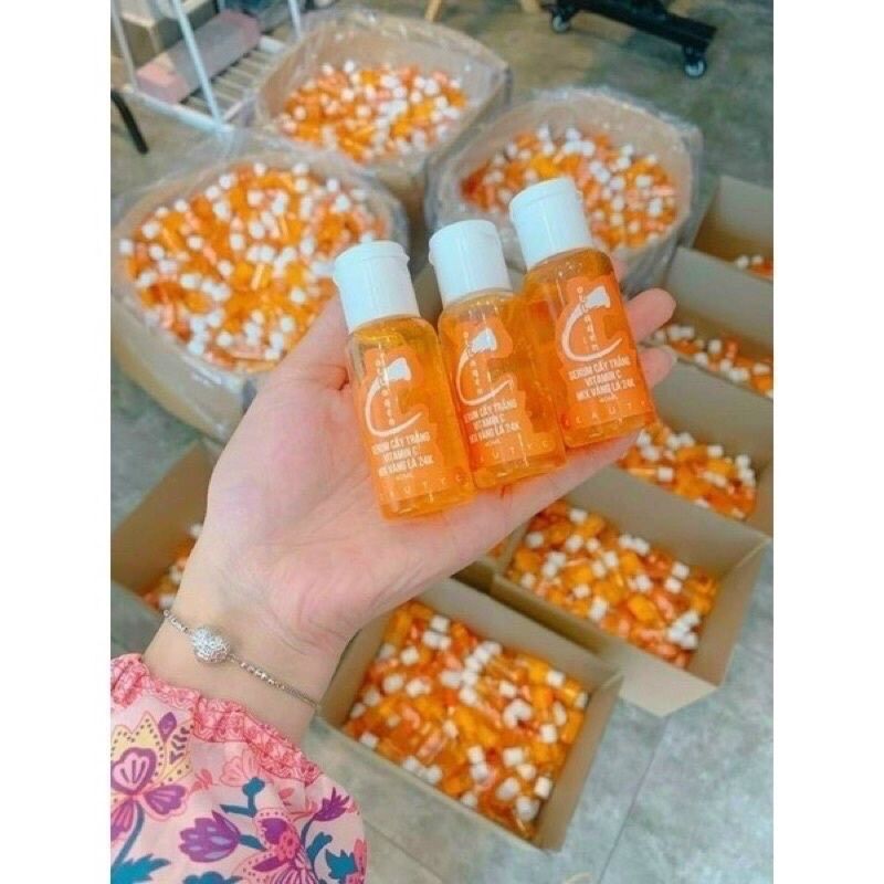 Serum kích trắng vitamin c mix vàng lá 24k siêu trắng