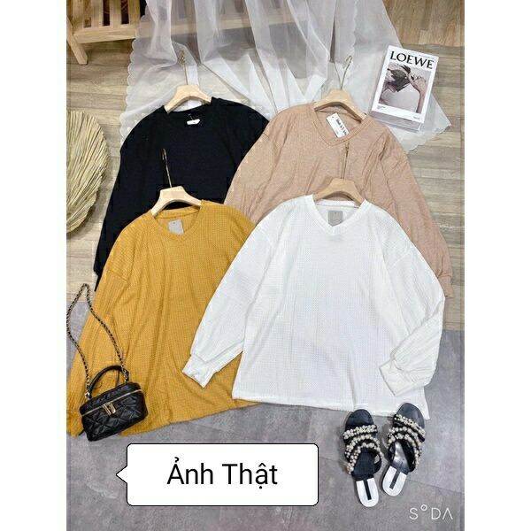 Áo Len gân cổ tim nữ tay dài
