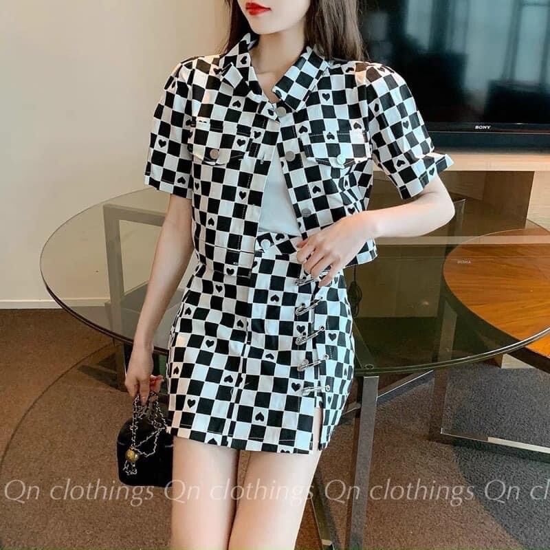 (SHOP TÁO ĐỎ BIGSIZE 50kg đến 90kg) set áo + chân váy trẻ trung