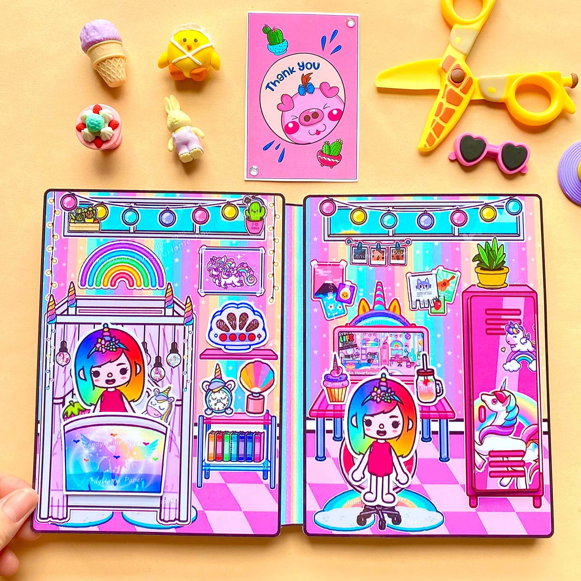 Ngôi nhà cầu vồng ngựa Unicon lấp lánh của toca - Búp bê giấy