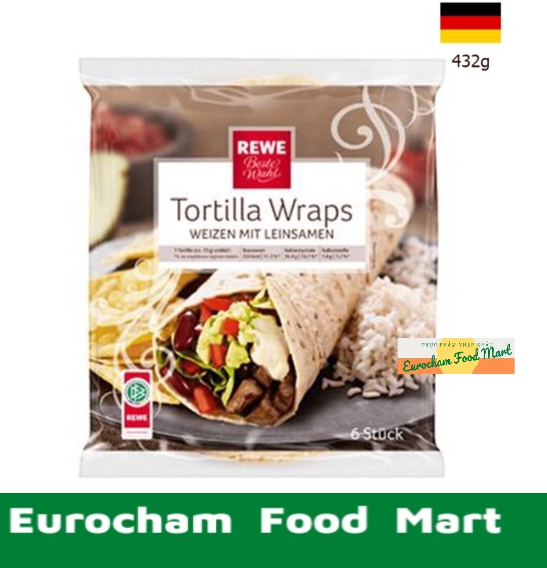 Vỏ Bánh Tortillas Wraps Weizen hiệu Rewe Mit Leinsamen 432 gram 6 pack