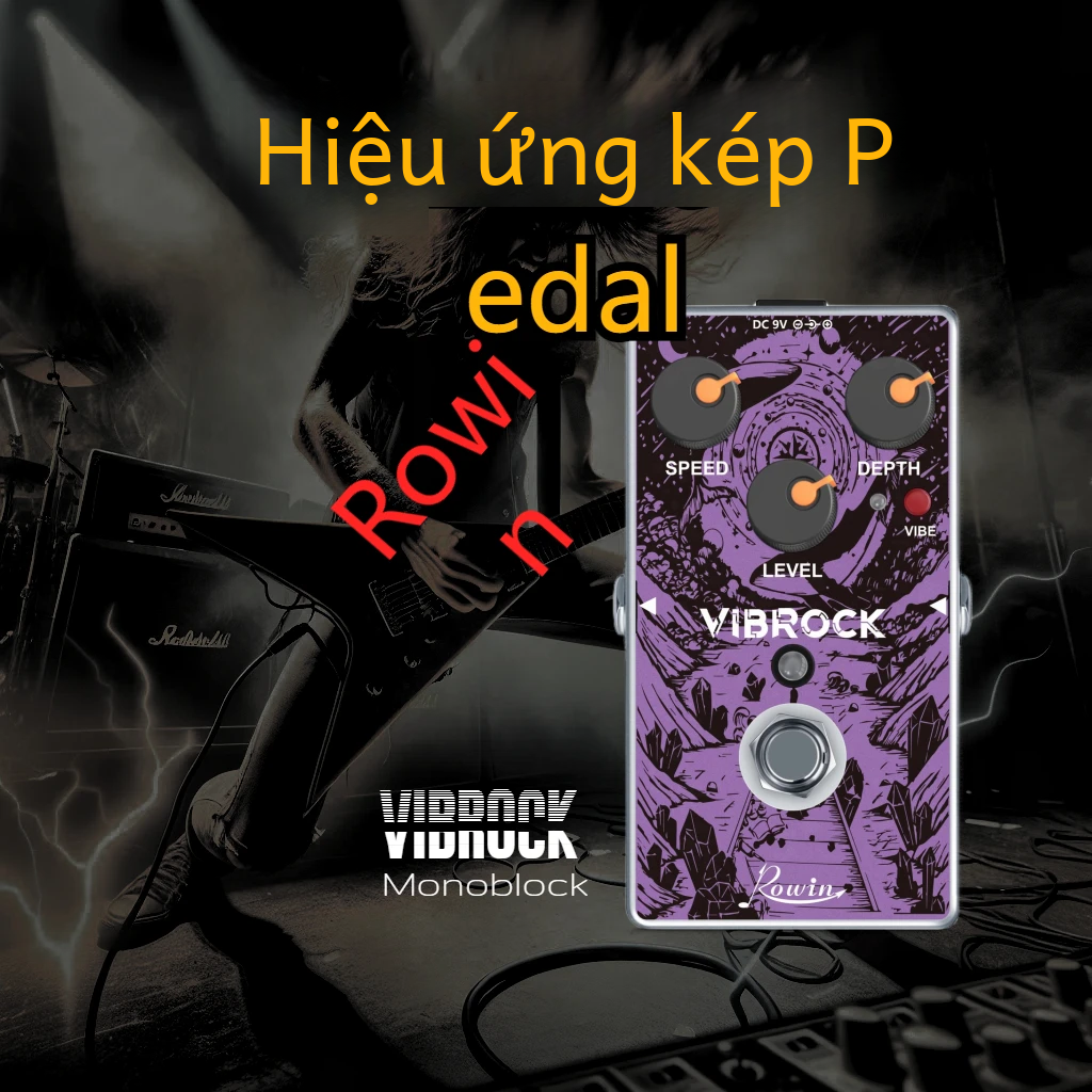 Rowin Reverb Vibrock Điệp Khúc Đa Tác Dụng Bàn Đạp Kép Bàn Đạp True Bypass Cho Đàn Guitar Tremolo Monoblock Rung Điên Jimi Tác Dụng