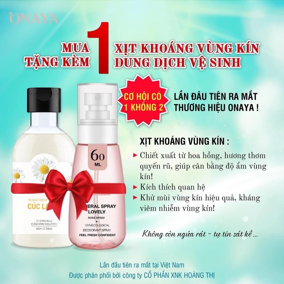 {MUA 1 Tặng 1} Xịt khoáng vùng kín ONAYA[CAM KẾT HÀNG CHÍNH HÃNG 100%]