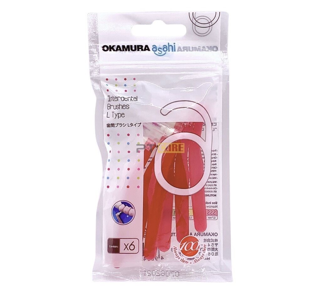 [HCM]Okamura - Bàn Chải kẽ răng Asahi dang L (bịch 6 cây)