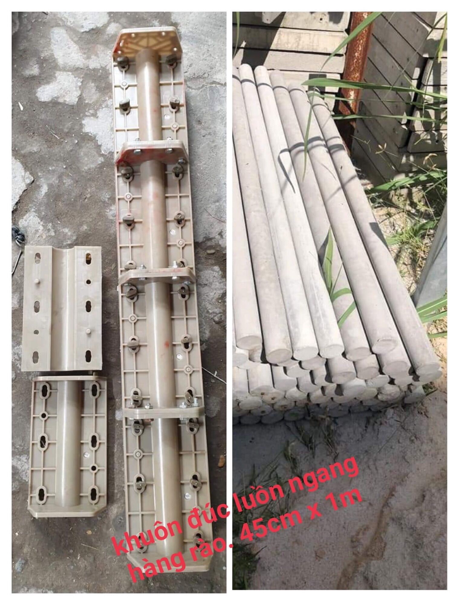 Khuôn xỏ ngang hàng rào bê tông