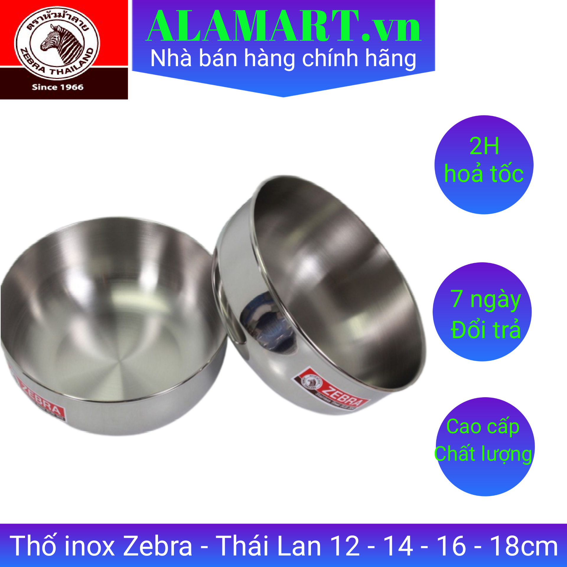 Thố inox 12cm - 14cm - 16cm - 18cm zebra -thái lan