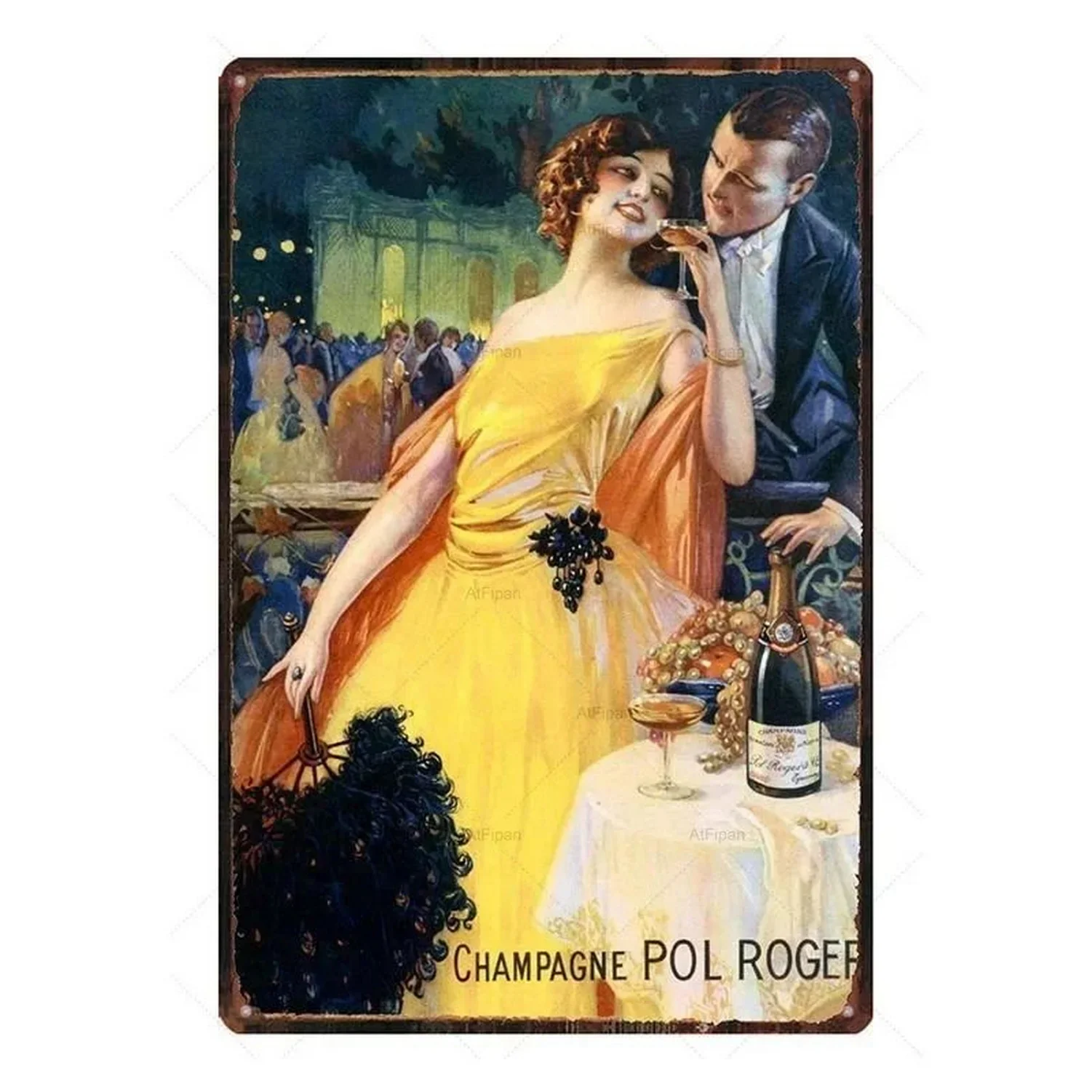 Vintage Champagne Kim Loại Tín Hiệu Cinzano Nghệ Thuật Poster Sắt Tranh Treo Tường Trang Trí Mảng Bám Cho Người Động Nhà Cafe Vườn Câu Lạc Bộ thanh