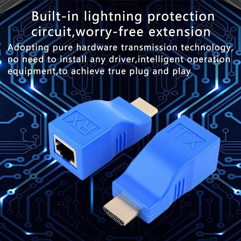 Set connector long HDMI for projector, display computer pc up projector distance 30m (HDMI to LAN)