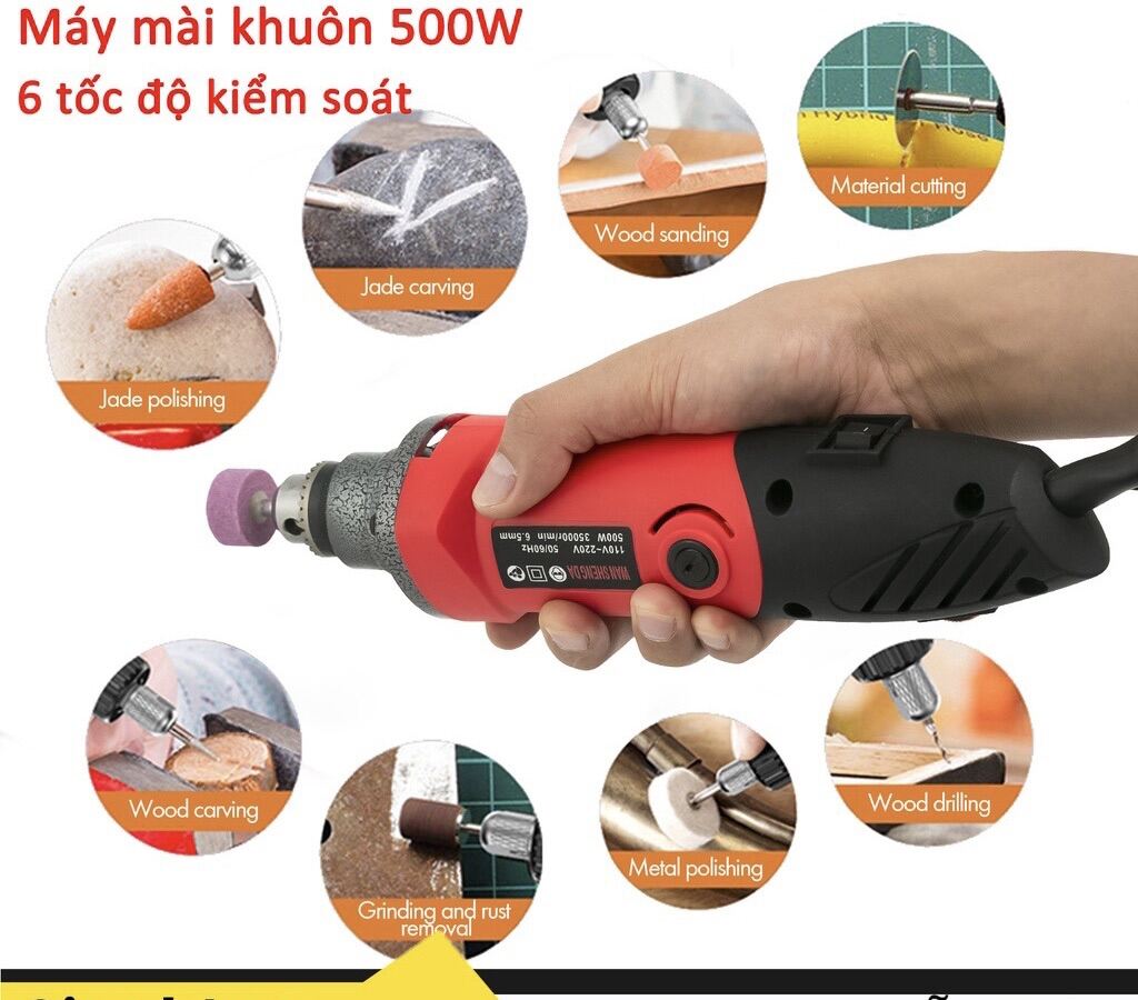 Máy mài khuôn mài khắc cầm tay đa năng mini công suất 500w nhỏ gọn + Tặng