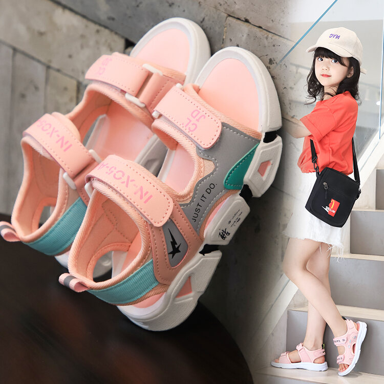 Giày Sandal Vải Phong Cách Thường Ngày Cho Bé Gái Đế Cao Su Hở Ngón Chống Trơn Trượt Thời Trang Đi Biển Mùa Hè Cho Trẻ Em