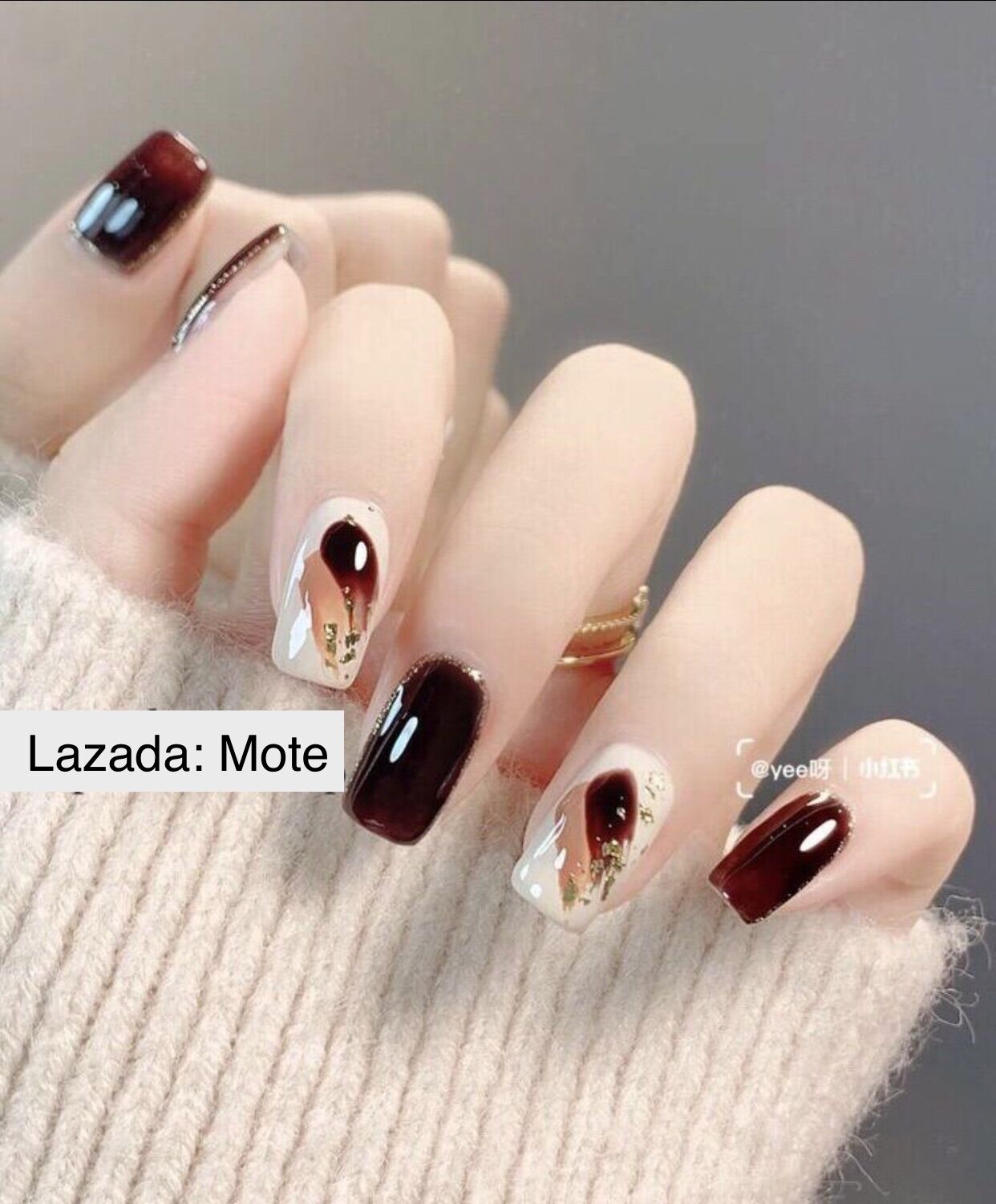 Móng tay và Móng chân úp nail thiết kế đỏ đô siêu xinh- tặng keo và dũa