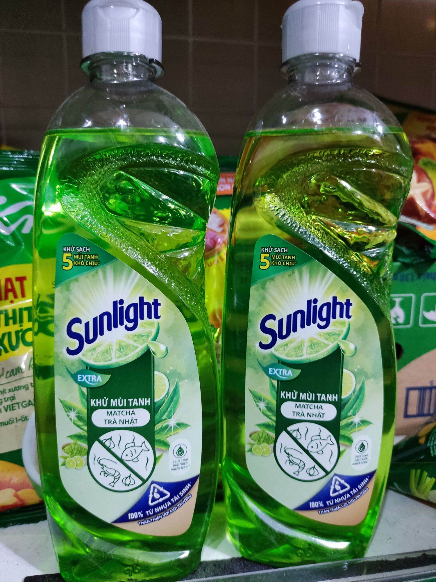 Nước rửa chén Sunlight trà xanh chai 400g