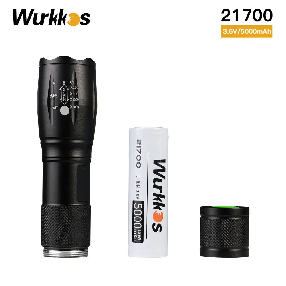 Wurkkos 3.7V 21700 5000Mah Pin Sạc 3c Xả Hd Cell Pin Lithium Cho Đèn Pin