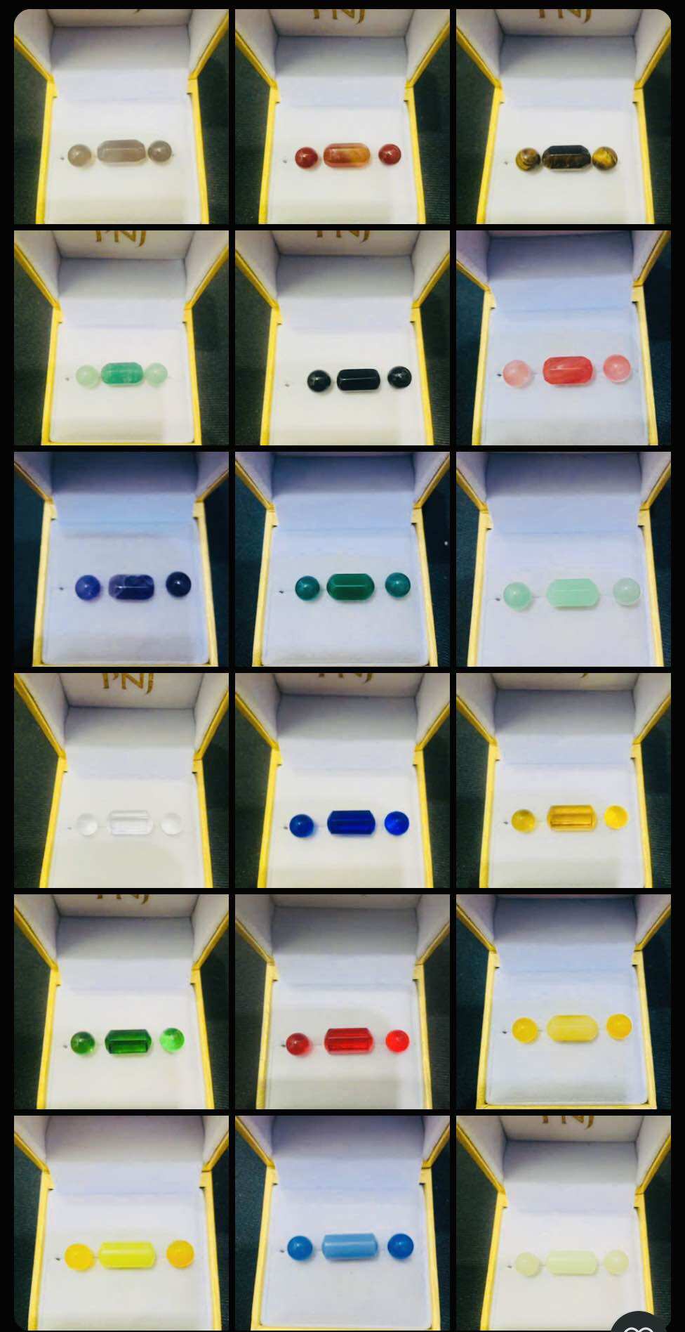 Bi Găm Lục Tròn Nhiều Mẫu Bộ 3 Đá Thuỷ Tinh 7mm 8mm 9mm (Che Tên Sản Phẩm)
