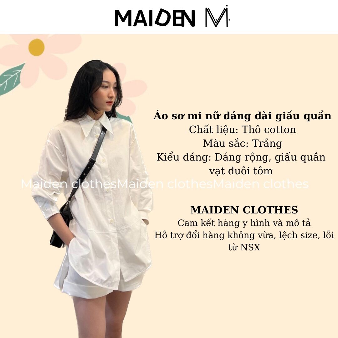 Áo sơ mi nữ dáng dài form rộng MAIDEN