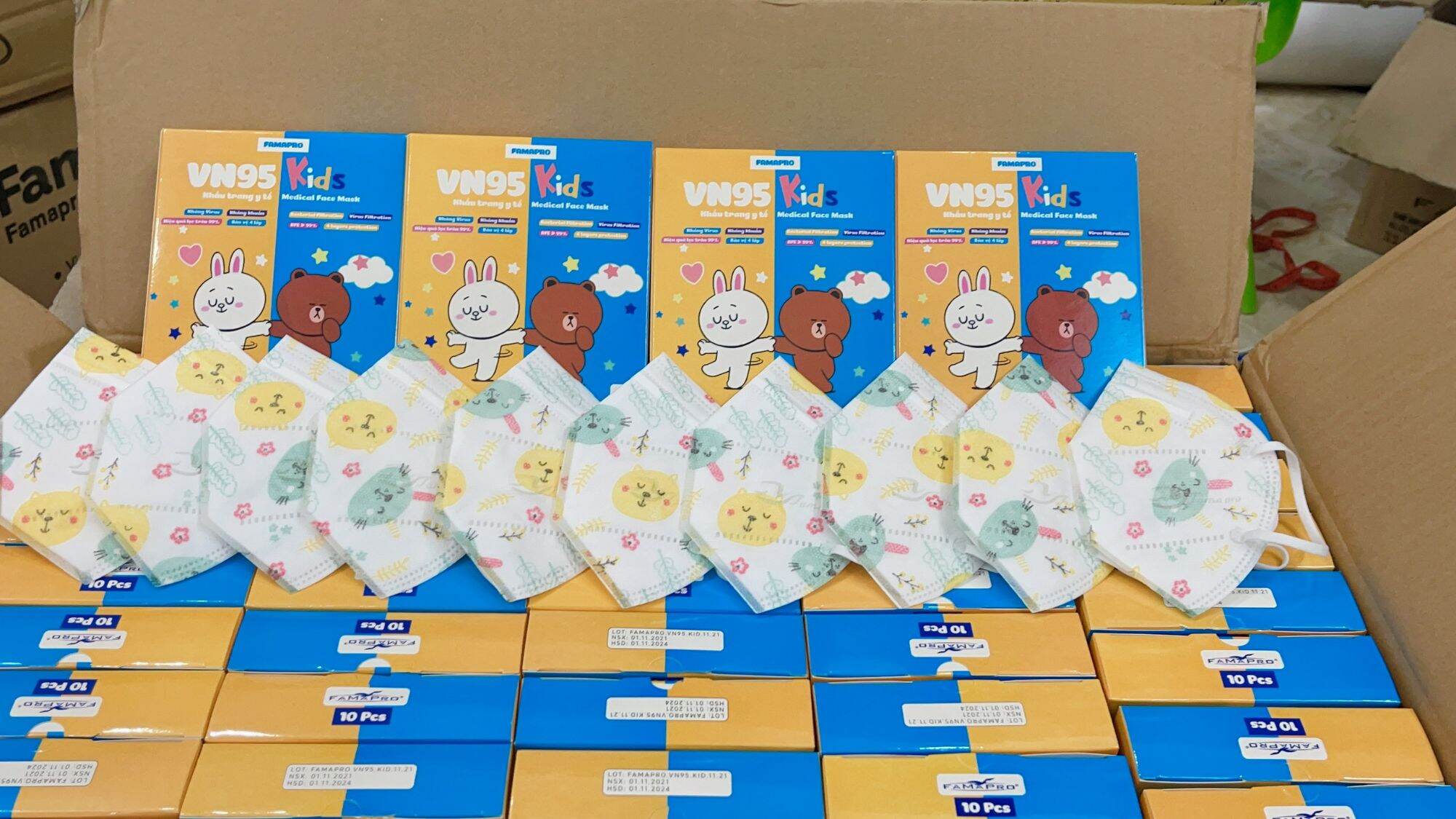 Combo 5 hộpkhẩu trang y tế VN95 Kids trẻ em Famapro