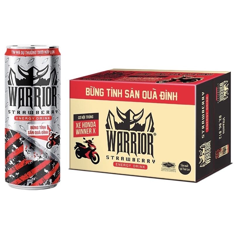 1 Thùng Nước tăng lực Warrior dâu lon 330 ml