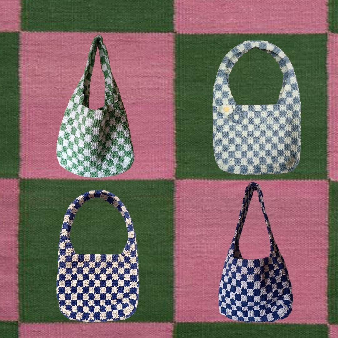 Gambit Bag - Túi móc len hoạ tiết caro- size S