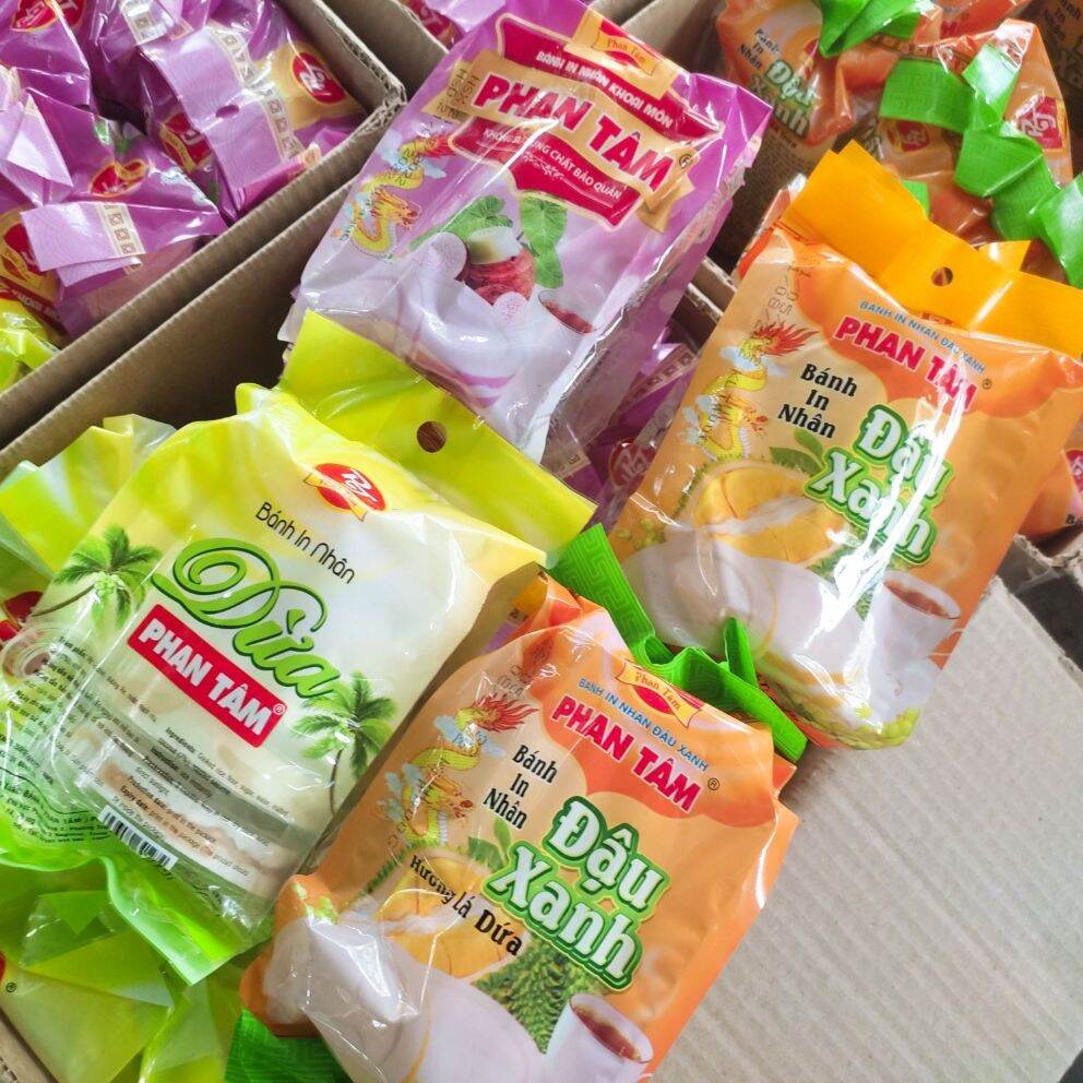 Combo 4 cây bánh in Phan Tâm nhân dừa, môn, đậu xanh dứa, đậu xanh sầu riêng