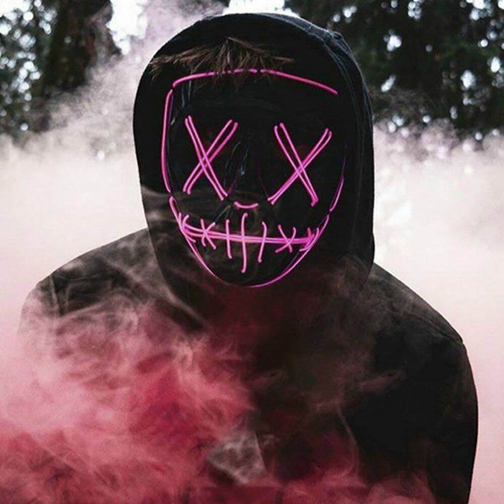 Mặt nạ hacker anonymous điện đèn phát sáng hot tiktok - mặt nạ thanh trừng hoá trang halloween có hàng ko kèm pin