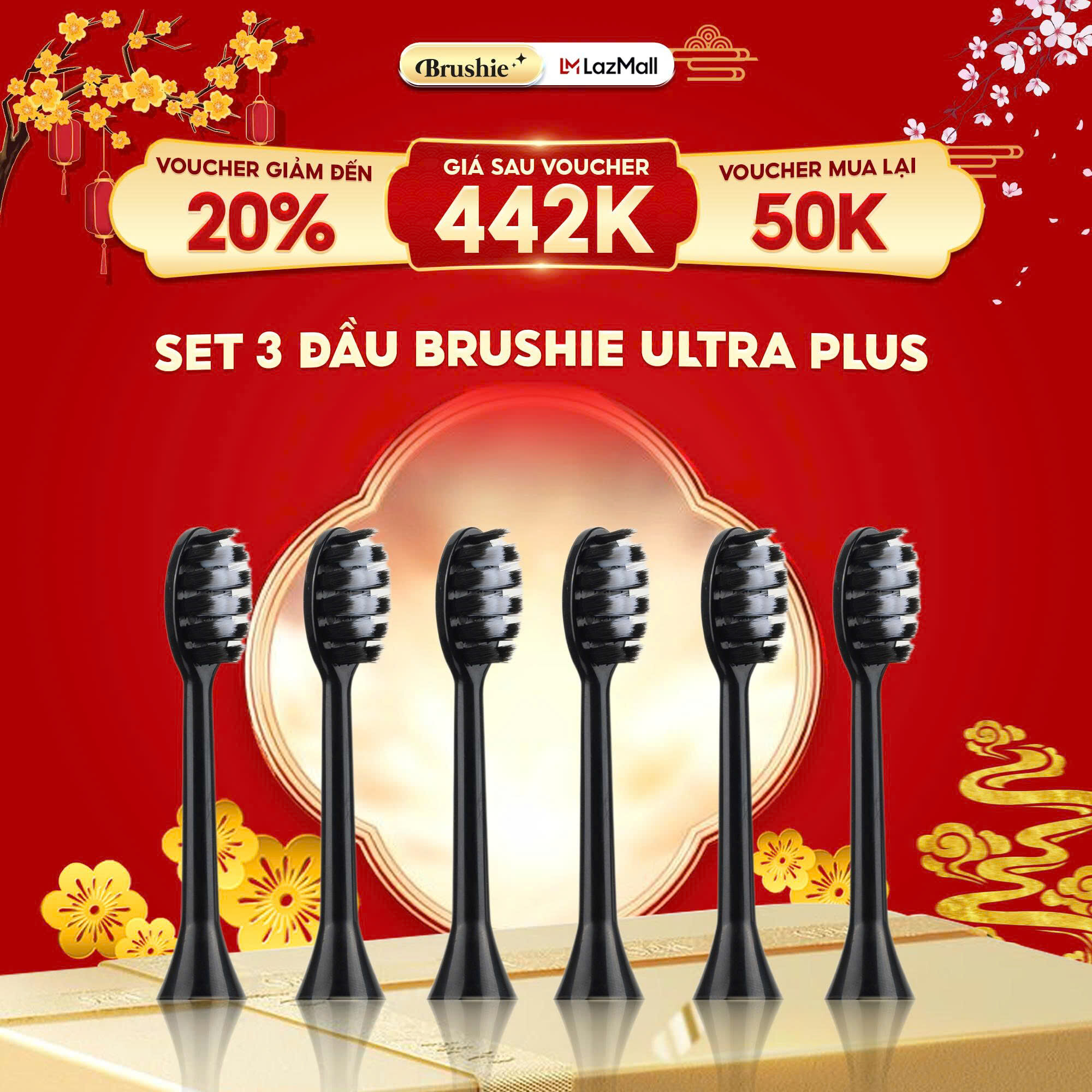  Set 6 đầu bàn chải thay thế Brushie siêu tiết kiệm 