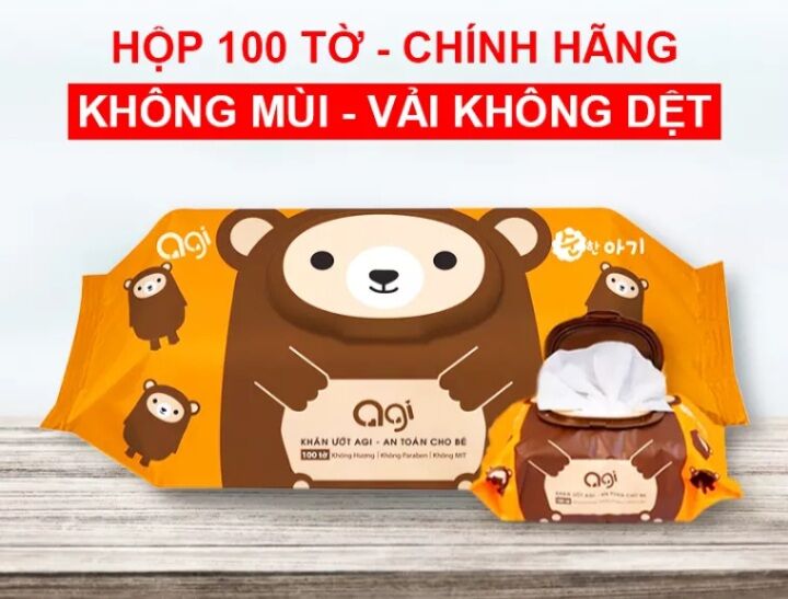 Khăn ướt agi cao cấp không mùi 100 tờ không mùi