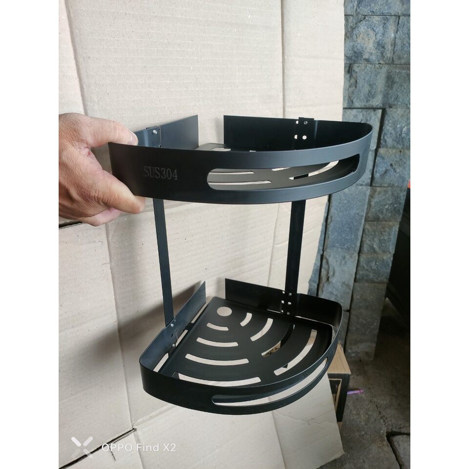Kệ góc đôi Inox 304 đen