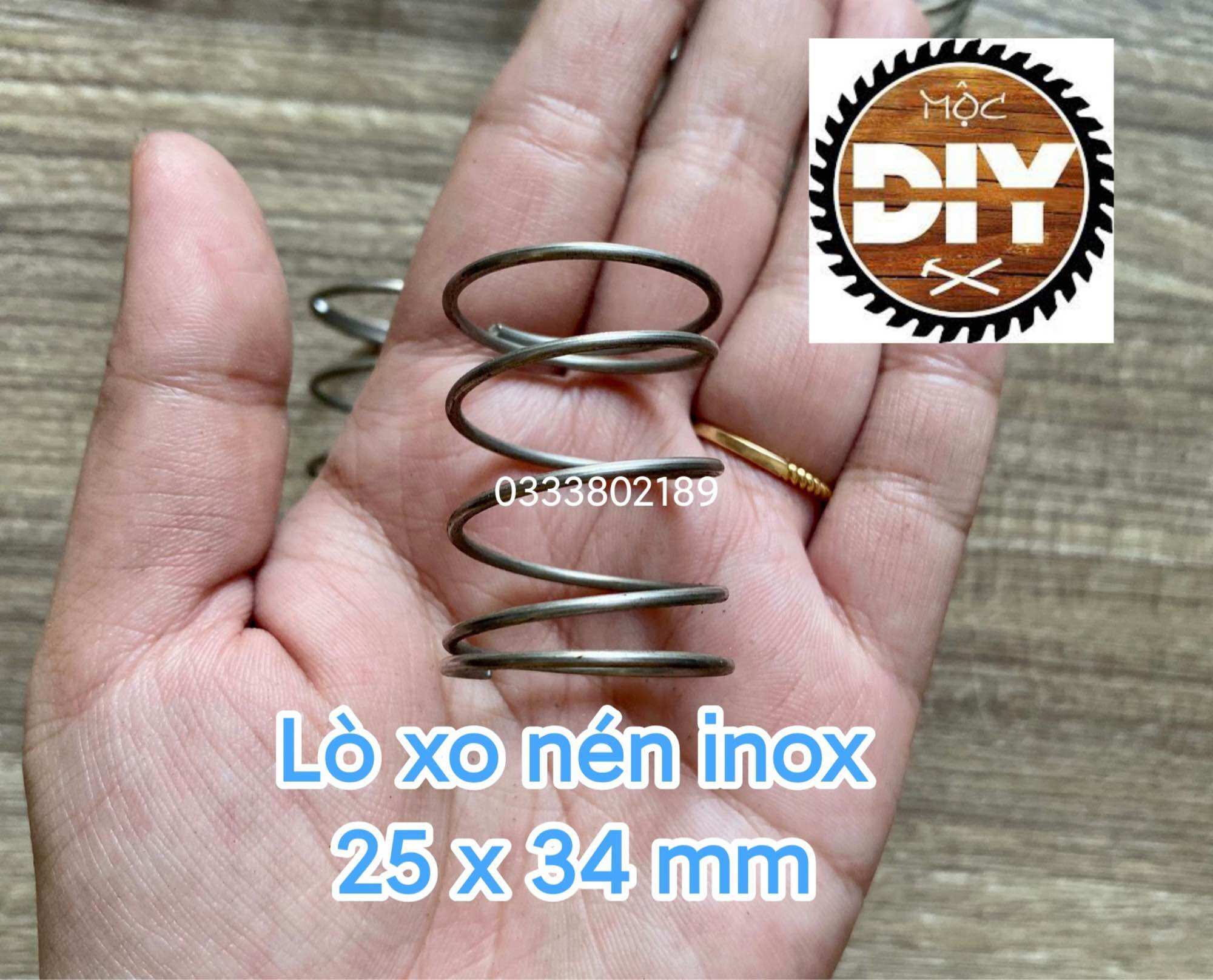 Lò xo nén inox phi 25, dài 34mm, sợi 1.2mm