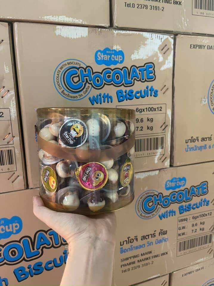 CHOCOLATE STAR _CUP & BISCUITS THÁI LAN [ hộp 100 cup]