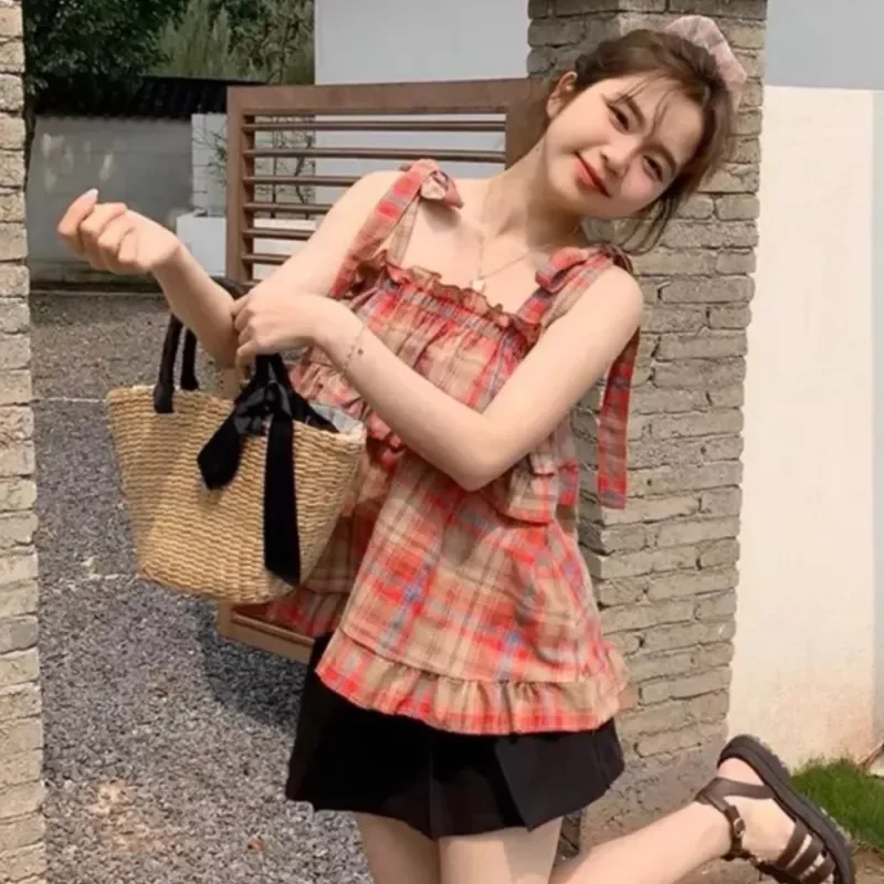 Áo hai giây caro tầng form xinh xĩu lun b700