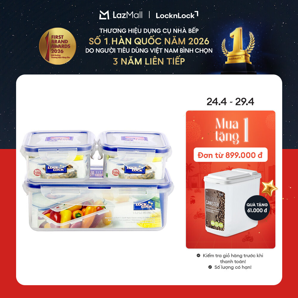 HPL817R03- Bộ 3 hộp nhựa LocknLock  (HPL817(1), HPL806(2))