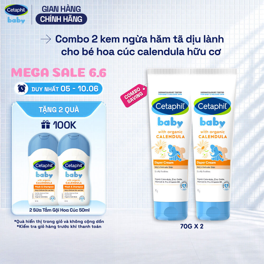Combo 2 Kem chống hăm tả dịu lành CETAPHIL BABY DIAPER CREAM CALENDULA 70G
