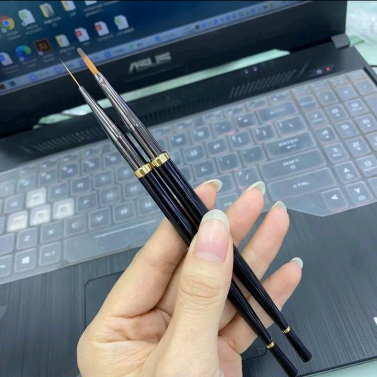 Cọ vẽ nét dài , cọ bản vuông cọ kẻ dạ Dingxi - Cọ vẽ nail chuyên dụng