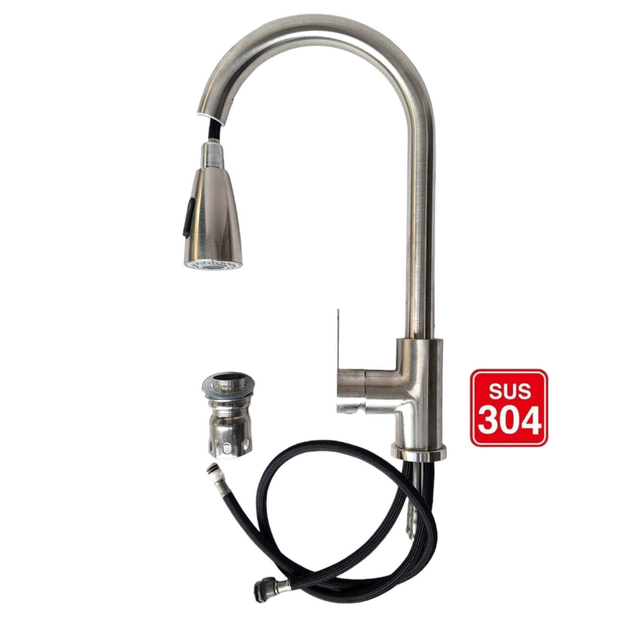 Vòi chậu rửa chén rút inox 304