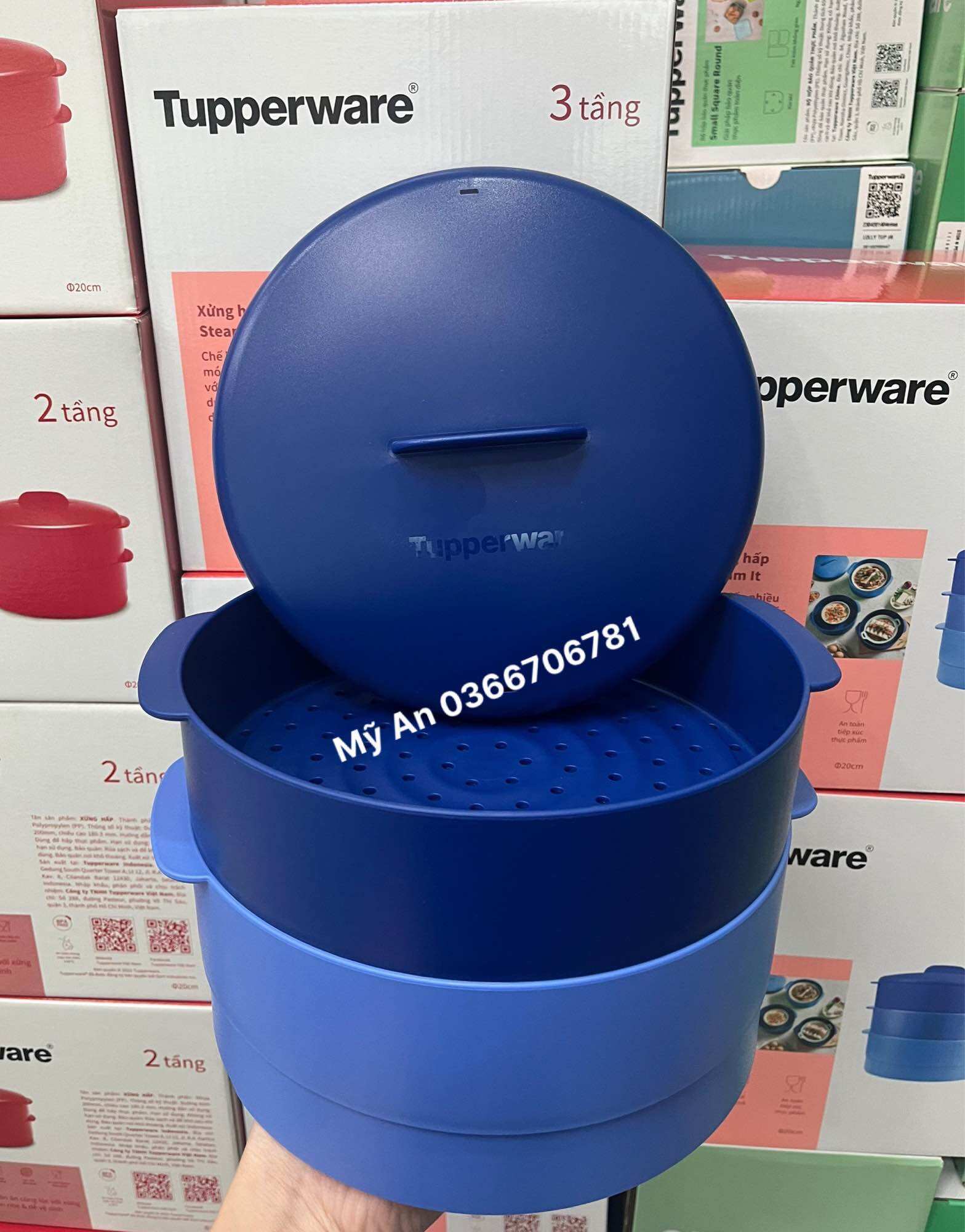 Xửng Hấp 3 Tầng Tupperware Màu Xanh