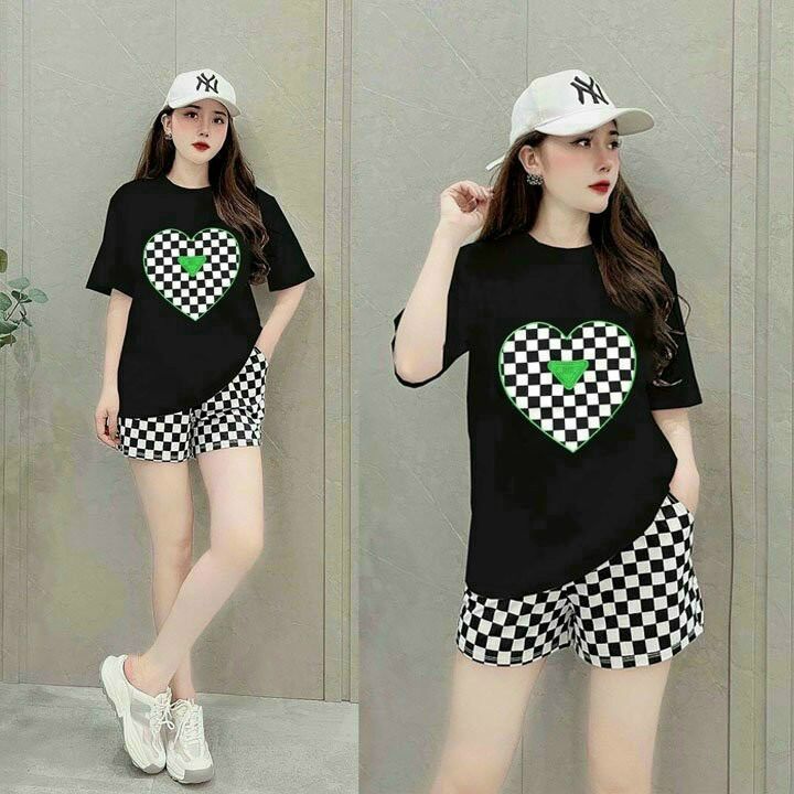 BỘ SHORT COTTON THÊU TIM PHỐI 3D