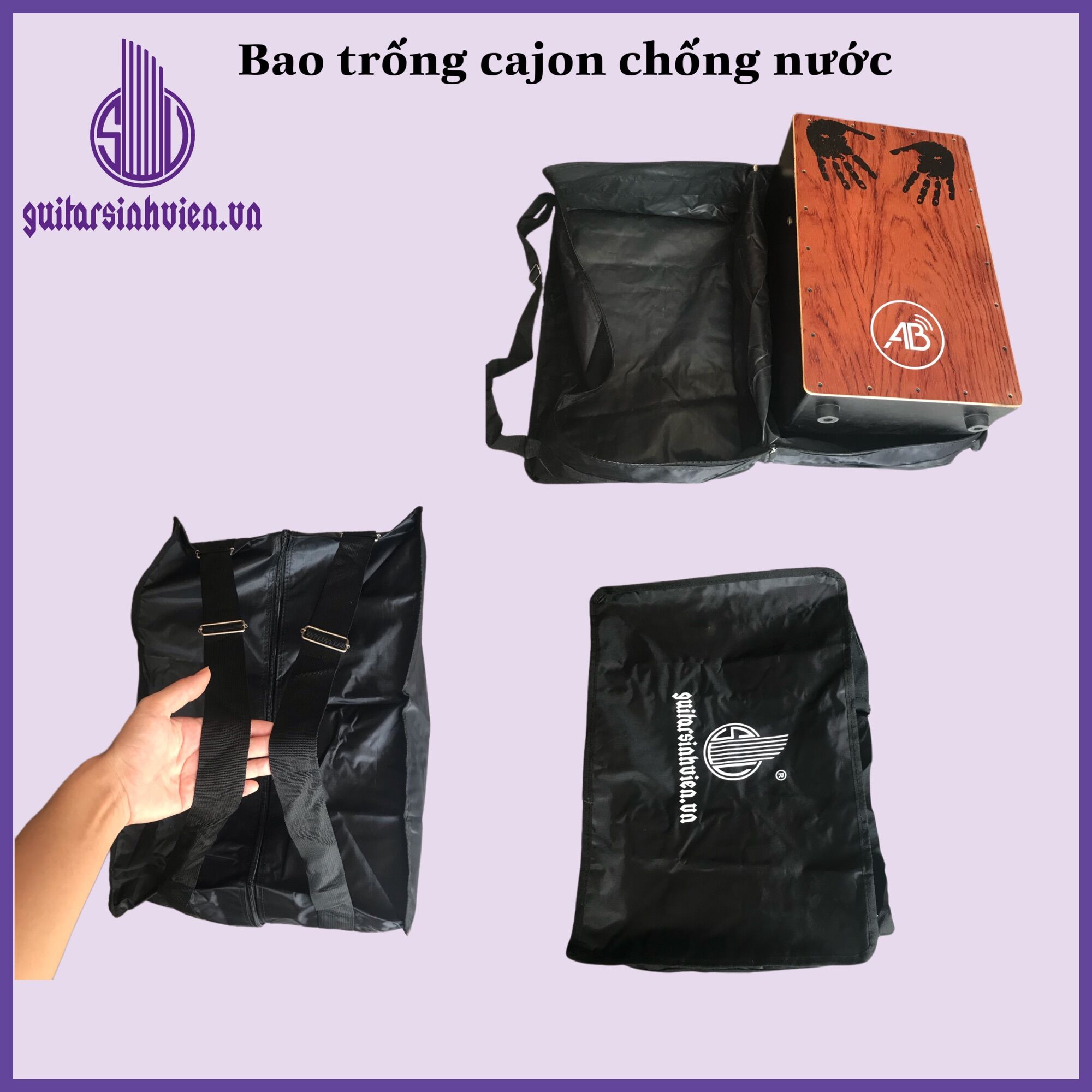 Bao trống cajon dày 1 lớp đeo như balo - Chống nước và chống xước - Tiện dụng dễ đeo và sử dụng