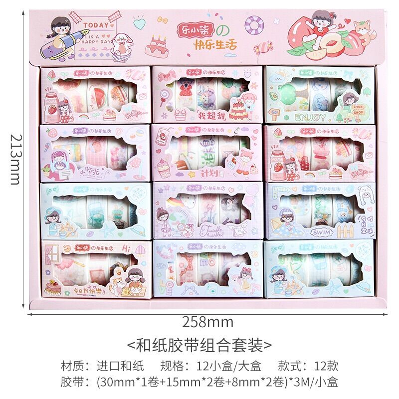 Sticker cuộn washi tape 1 Set 5 Cuộn tha hồ trang trí