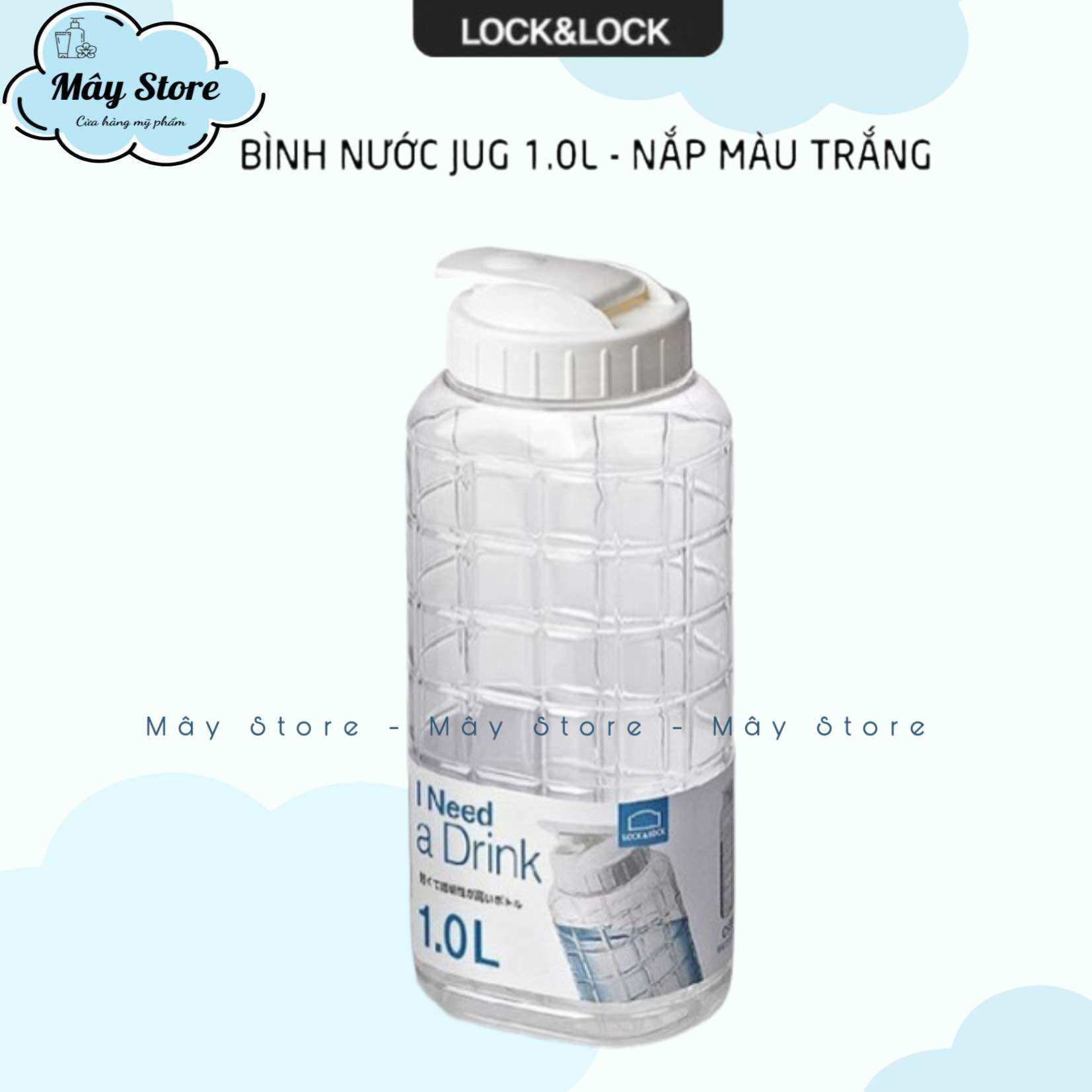 Bình nước lock&lock 1lít nắp trắng - hàng chính hãng