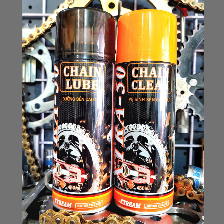 Combo XTREAM xtra50 dưỡng sên sên xe máy và vệ sinh sên xe máy 450ml chống văng .