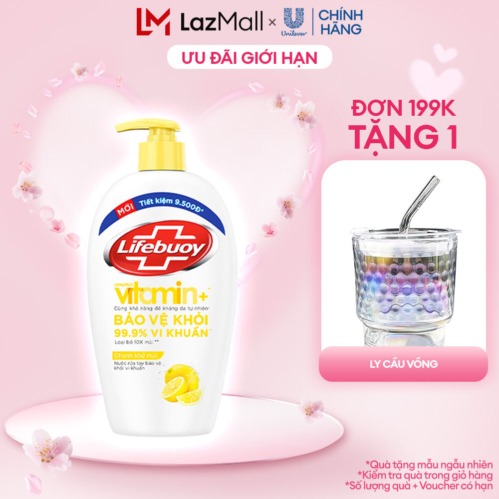 Nước Rửa Tay Lifebuoy Công thức Vitamin+ Chanh Khử Mùi Chai 450g
