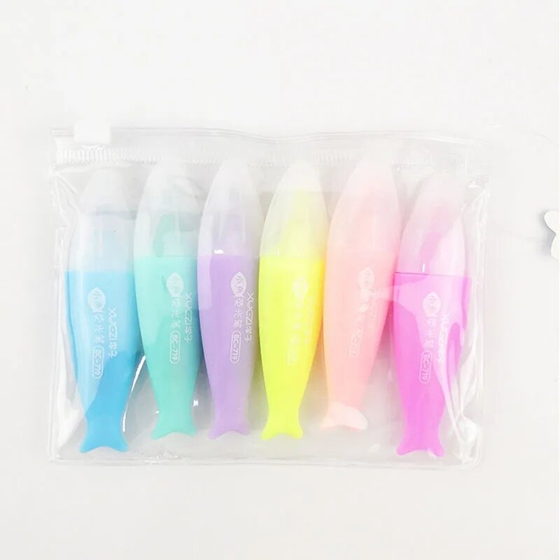 Bút dạ quang Highlight hình con cá (vỉ 6 cây)