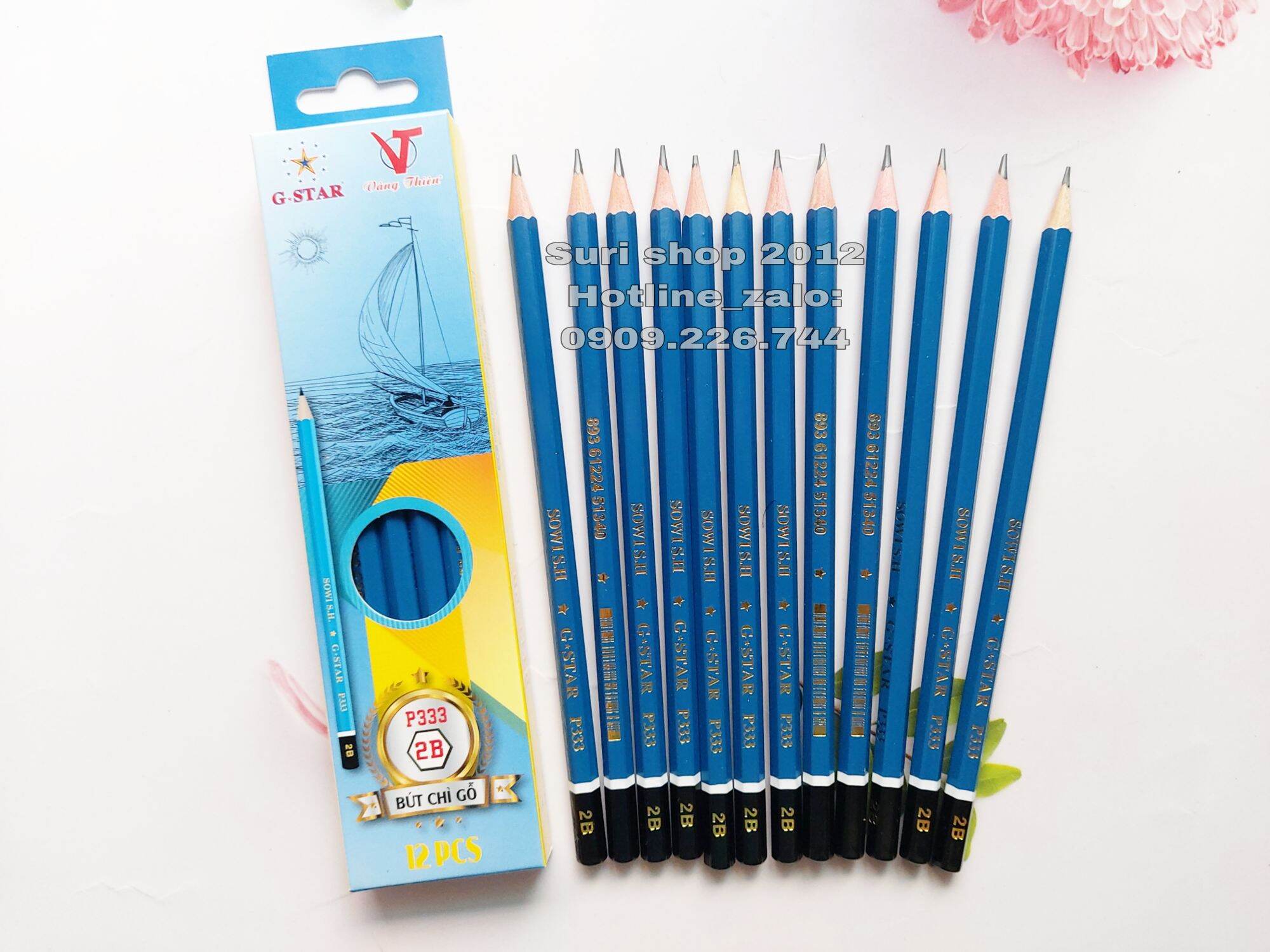 Hộp 12 cây bút chì 2B Gstar P333 ( tặng kèm chuốt chì hoặc gôm tẩy chì )