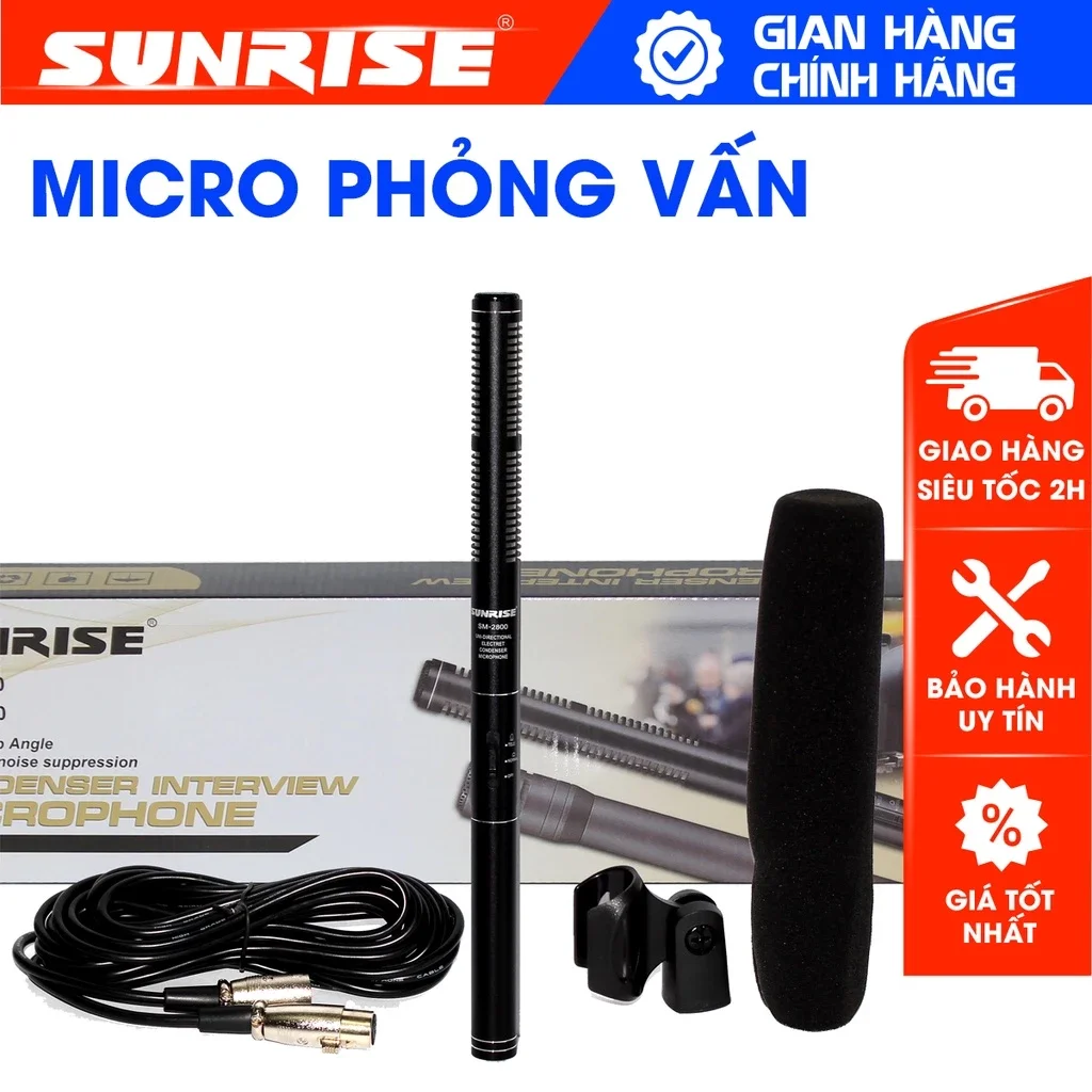 Micro hội nghị, phỏng vấn, quay phim chính hãng sunrise sm-2800 khả năng bắt âm chình xác, độ nhạy cao - SUNRISE SM2800
