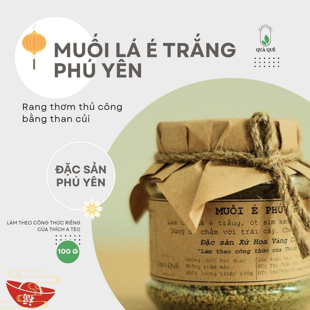 Muối Lá É Trắng Phú Yên rang thơm bằng than củi truyền thống - 100gr